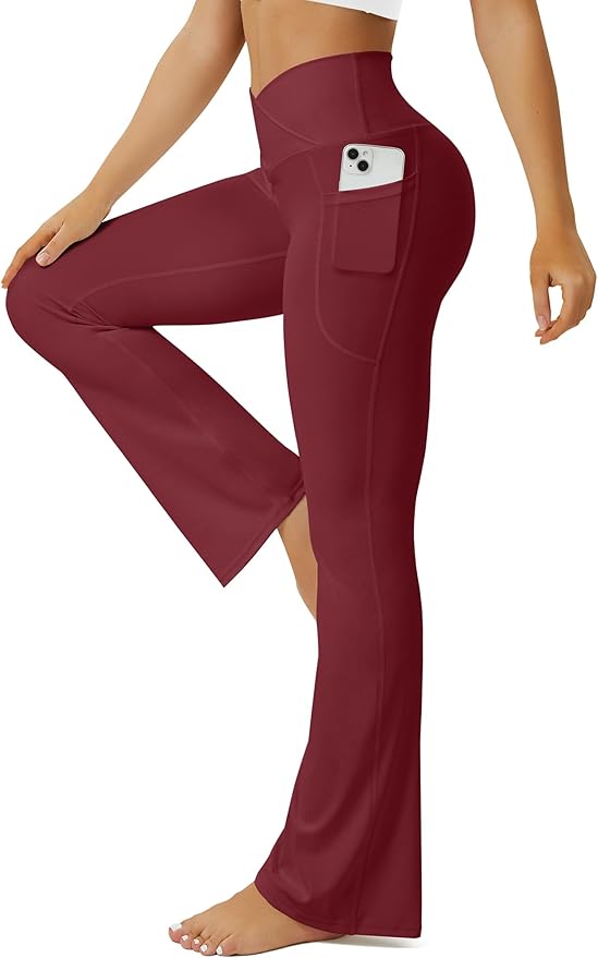 FOHOFO Yoga Pants Women, Flare Leggings for Women with Pockets Crossover High Waisted Bootcut Yoga Pants