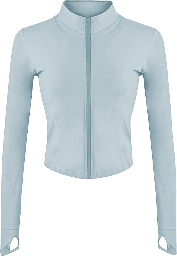 Lviefent Womens Lightweight Full Zip Running Track Jacket Workout Slim Fit Yoga Sportwear with Thumb Holes