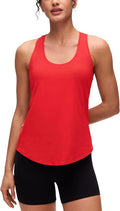 CRZ YOGA Pima Cotton Racerback Tank Tops for Women - Workout Athletic Casual Soft Scoop Neck Sleeveless Shirts