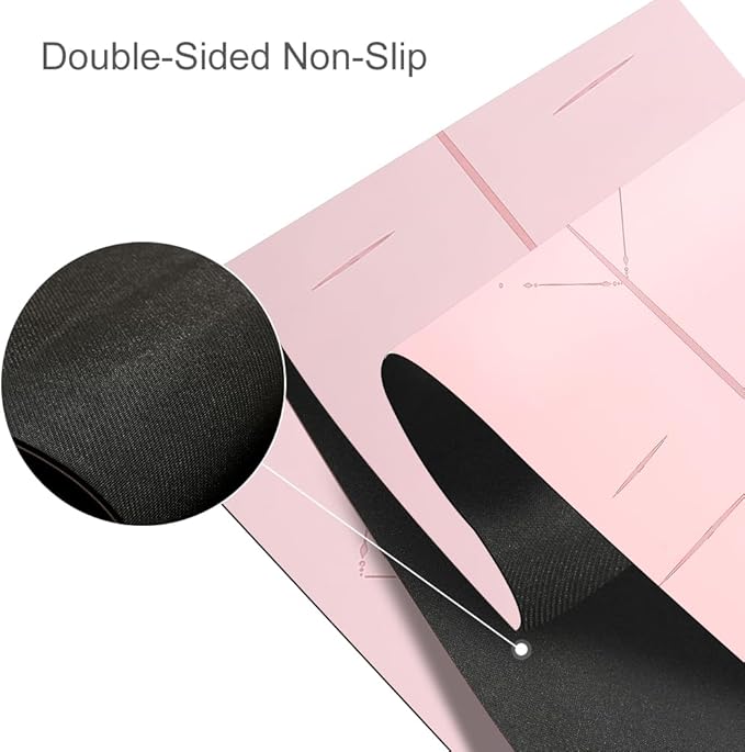 Natural Rubber Yoga Mat - Non Slip Non Toxic - 72’'x26.8''x5mm - Hot Yoga, Pilates, Floor Workout - For Women and Men - with Carrying Bag (Soft Rose)