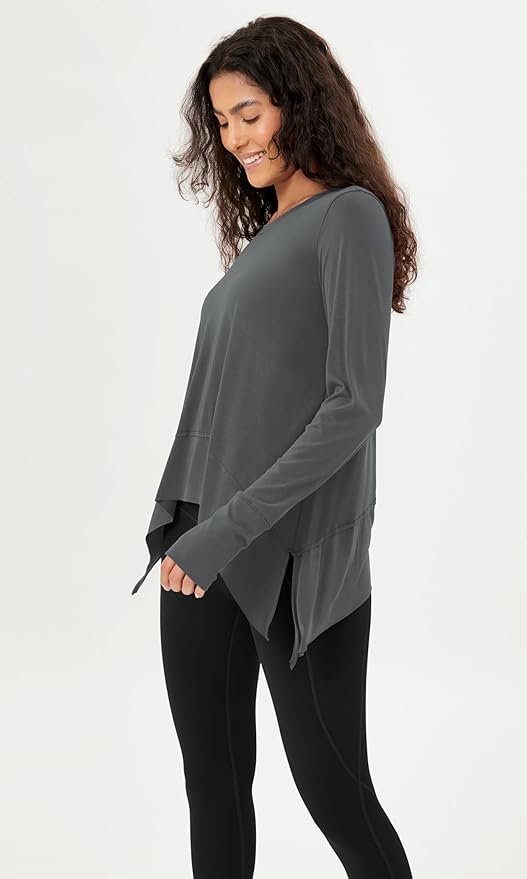 ODODOS Women's Modal Soft Long Sleeve Tee with Thumb Hole Athletic Gym Workout Tops Yoga Shirts