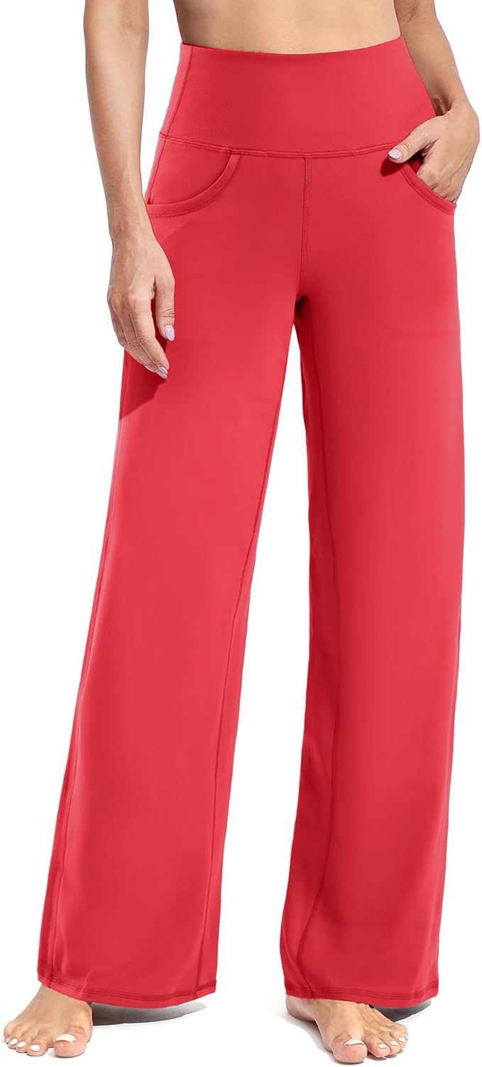 Promover Wide Leg Pants Woman Yoga Pants with Pockets Stretch Loose Casual Lounge Sweatpants Petite/Regular/Tall