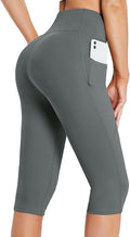baleaf Women's Capri Leggings with Pockets High Waisted Knee Length Capris Stretch for Casual Yoga Pants Workout Exercise