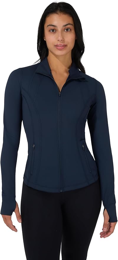 90 Degree By Reflex Full Zip Running Track Jacket Lightweight Athletic Slim Fit Jacket with Thumbholes