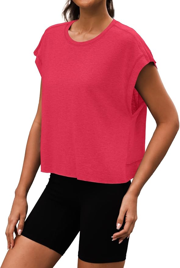 Women Open Back Workout Shirts Short Sleeve Tops Casual Yoga Y2k Athletic Gym Running Crop Tees