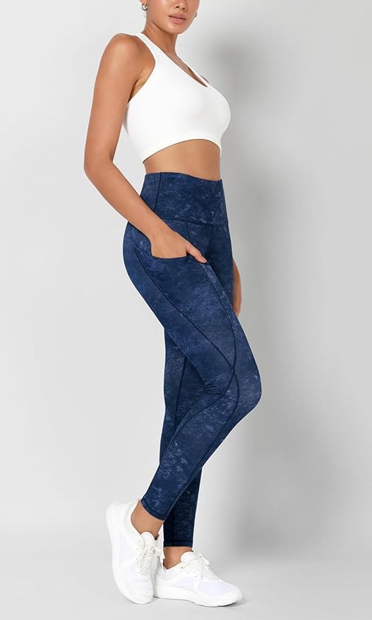 ODODOS Women's High Waisted Yoga Leggings with Pockets, Tummy Control Non See Through Workout Athletic Running Yoga Pants