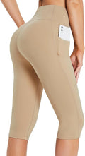 baleaf Women's Capri Leggings with Pockets High Waisted Knee Length Capris Stretch for Casual Yoga Pants Workout Exercise