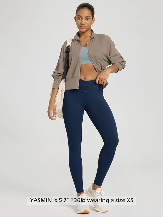 ODODOS Women's Cross Waist Yoga Leggings with Inner Pocket, 23"/25"/28" Gathered Crossover Workout Yoga Pants