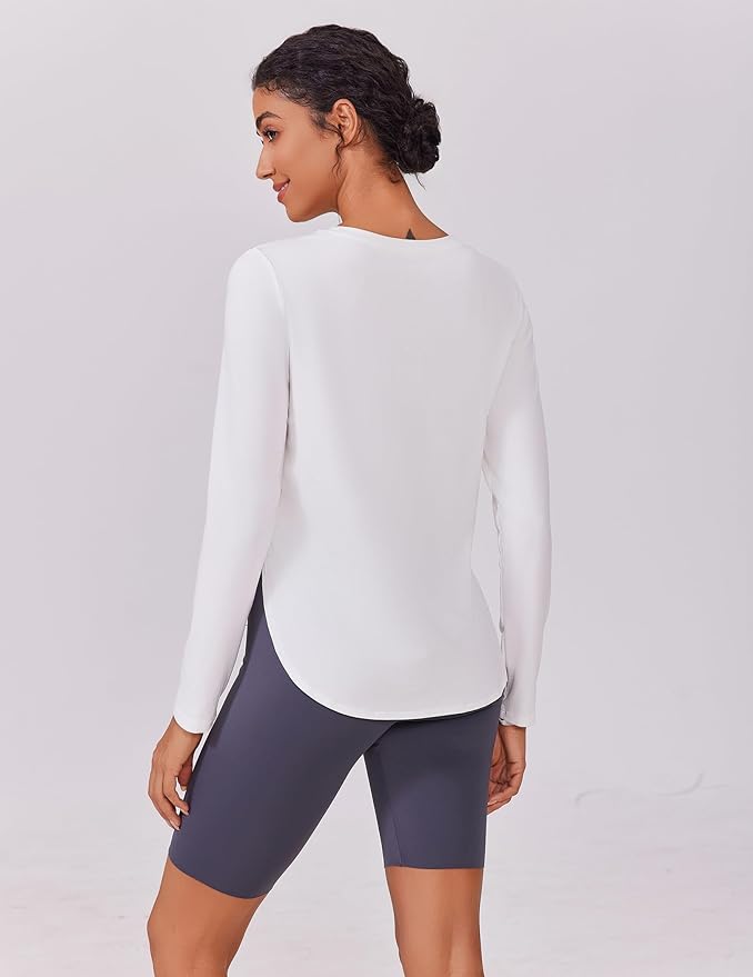 PINSPARK 2 Pack Long Sleeve Workout Tops for Women UV Protection Soft Workout Tops Lightweight Athletic Running Hiking Shirt