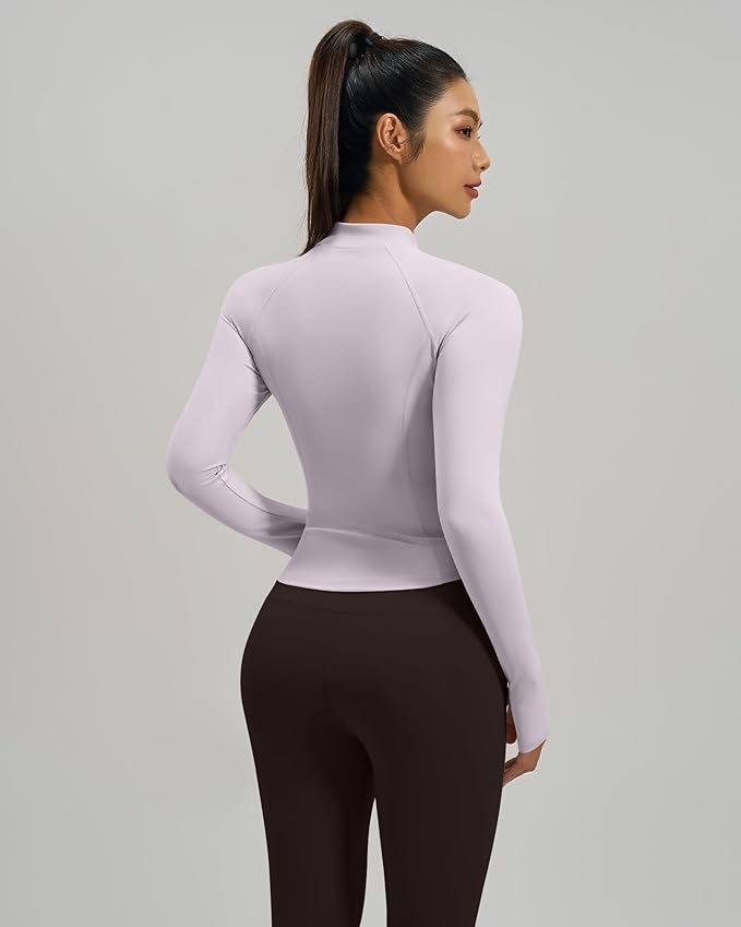 Gacaky Womens Cropped Workout Running Jackets Lightweight Slim Fit Athletic Yoga Jacket Full Zip Tops with Pocket