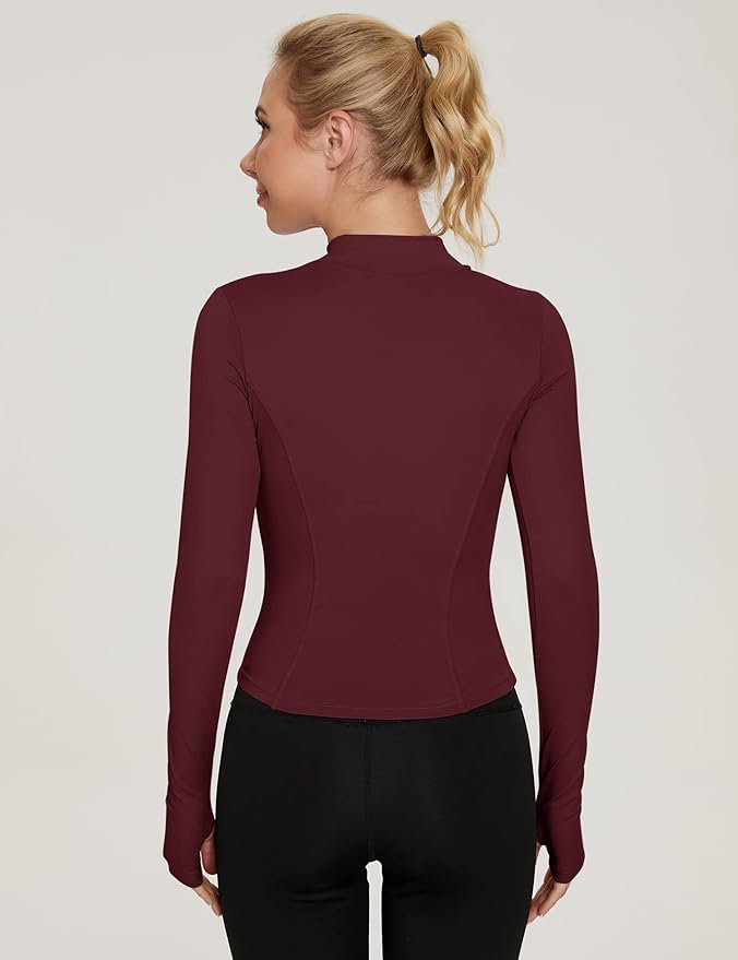 LUYAA Women's Workout Jacket Lightweight Zip Up Yoga Jacket Cropped Athletic Slim Fit Tops