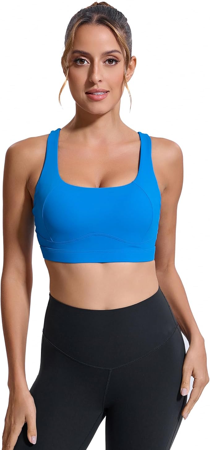 RUNNING GIRL Sports Bras for Women High Support,Racerback High Impact Grey Sports Bra Moulded Cup Workout Bra Push up
