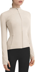 Locachy Women's Slim Fit Full Zip Athletic Running Sports Workout Jacket with Thumb Holes