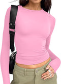 Trendy Queen Womens Long Sleeve T Shirts Fall Fashion 2026 Basic Crop Tops Going Out Outfits Y2k Clothes