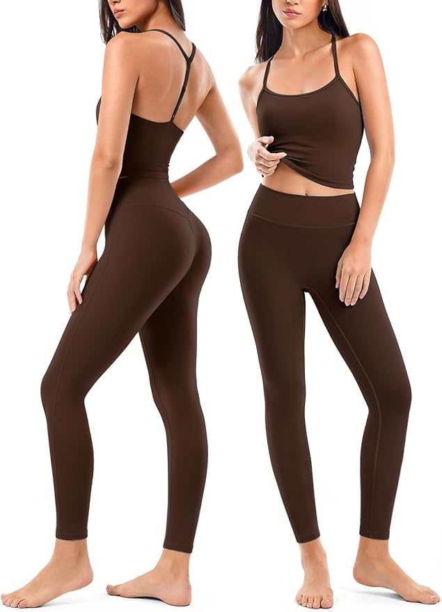Matching Workout Sets for Women,Breathable Sport Bras & Seamless Leggings,2 Piece ActiveWear Outfits for Pilates/Gym/Athletic