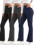 3 Packs Women's Flare Leggings with Pockets, Soft High Waisted Tummy Control Bootcut Workout Yoga Pants