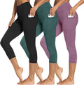 3 Packs Leggings with Pockets for Women, Soft High Waisted Tummy Control Workout Yoga Pants