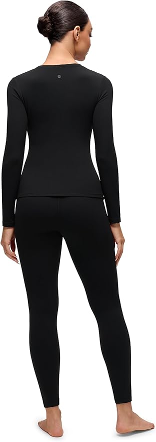 CRZ YOGA Softembrace Fleece Lined Thermal Underwear Set for Women - Soft Casual Base Layer Long Johns Warm Pajamas Top Bottom