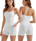 OMKAGI 2 Piece Workout Sets for Women Padded Sports Bra Tank Booty Gym Shorts with Pockets