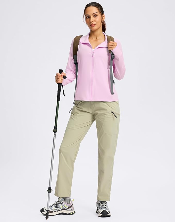 G Gradual Women's Lightweight Athletic Jacket Sun Protection UPF 50+ Zip Up 4 Pockets Long Sleeve Shirts Workout Running