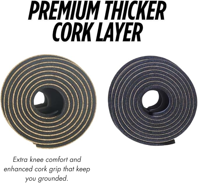 Cork Yoga Mat with Natural Rubber Base, Extra Size, Thickness and Support, Excellent Cushion & Grip, Non-Slip, Non-Toxic, Sweat-Resistant, Sustainable, Eco-friendly Exercise Mat