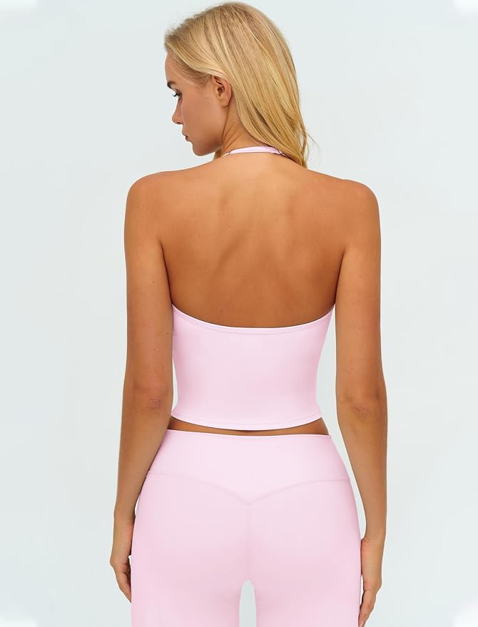 QBGJTD Womens Workout Sets Two Piece Spaghetti Straps Crop Top Matching Straight Leg Pants Gym Work Pilates Outfits