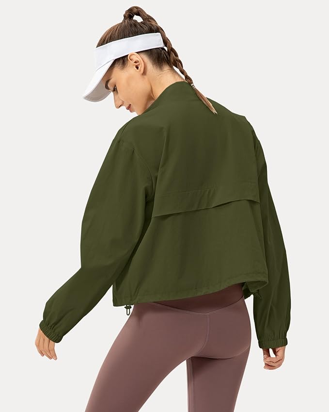 Locachy Women's Lightweight Zip Up Athletic Jacket Stand Collar Windproof Sun Protection Workout Outdoor Jacket