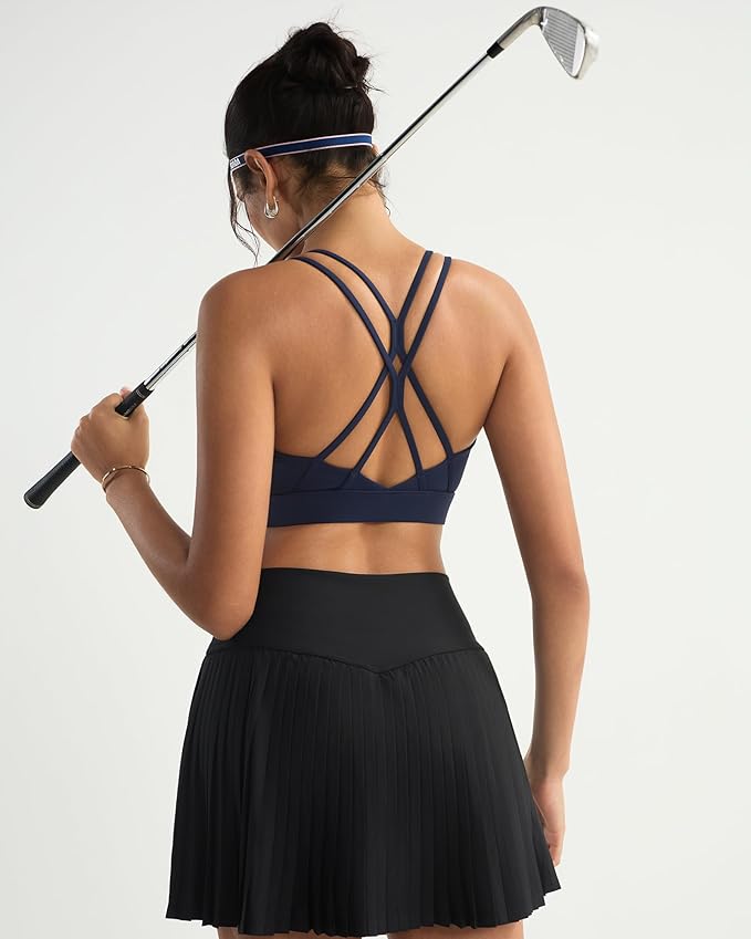 RUNNING GIRL Sports Bras for Women,Strappy Crisscross Back Padded Low Impact Running Sports Bra with Removable Cups