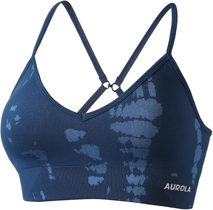 AUROLA Serpent Seamless Sports Bras for Women,Backless Padded Strappy Workout Gym Yoga Crop Tops