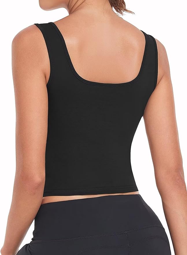 Porvike Sports Crop Tank Tops for Women Cropped Workout Tops Racerback Running Yoga Tanks Cotton Sleeveless Gym Shirts 3 Pack