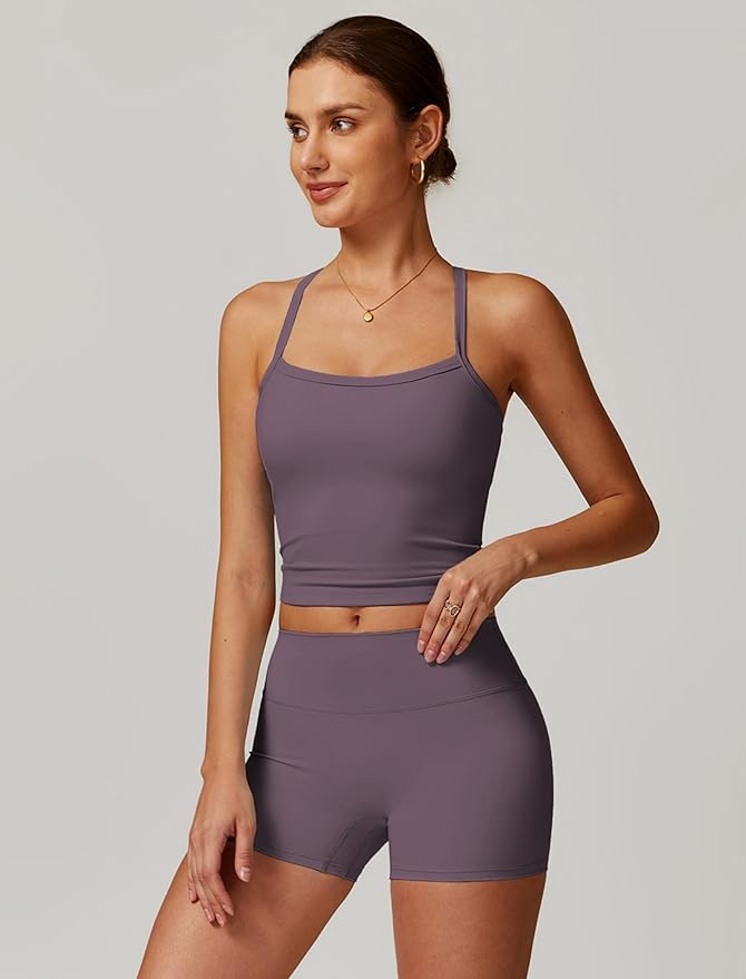 QBGJTD Two Piece Workout Sets For Women Tank Top Matching High Waist Booty Lifting Shorts Gym Yoga Active Wear Outfits