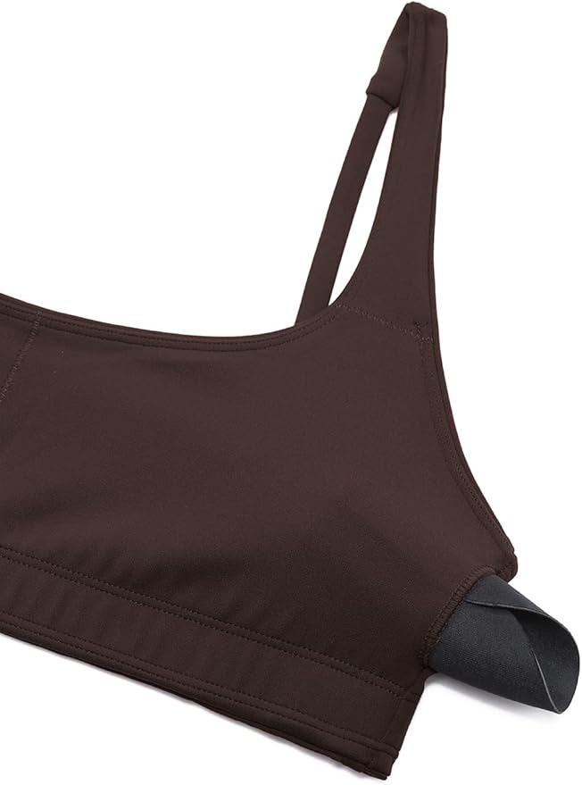 CRZ YOGA Butterluxe Square Neck Spaghetti Strap Sports Bras for Women - Low Coverage Yoga Wireless Padded Cami Crop Top