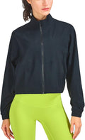 altiland Women's Athletic Running Yoga Gym Track Zip Up Cropped Jackets UPF 50+ Sun Protection Long Sleeve Workout Shirts