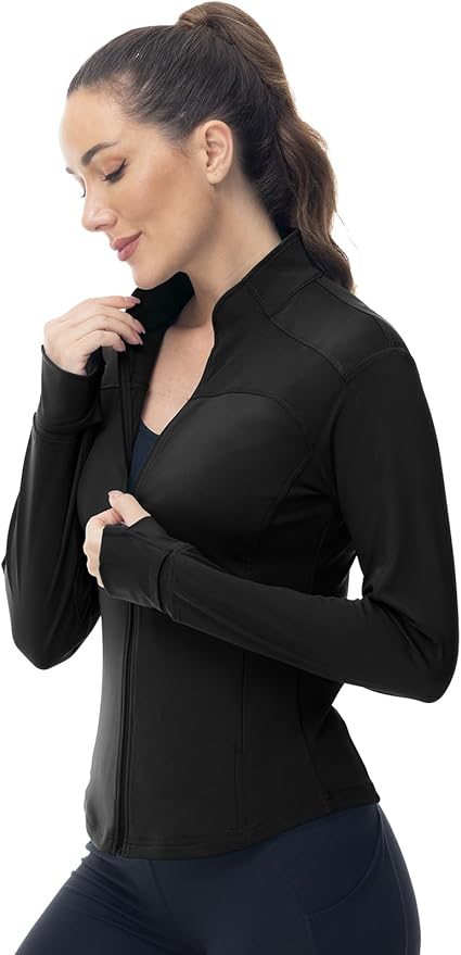 Gopune Women's Workout Athletic Jacket Lightweight Zip Up Yoga Slim Fit Tops with Pockets