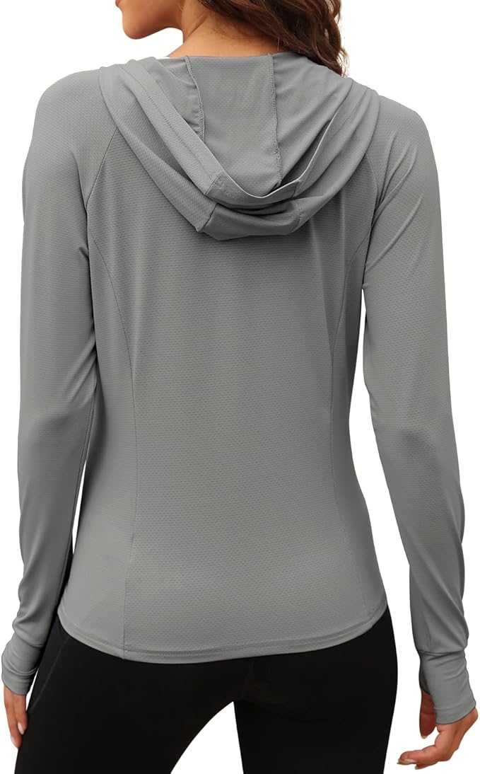 We1Fit Women's UPF 50+ Sun Protection Jacket Hoodie Sun Shirts Hiking Running Athletic Shirt