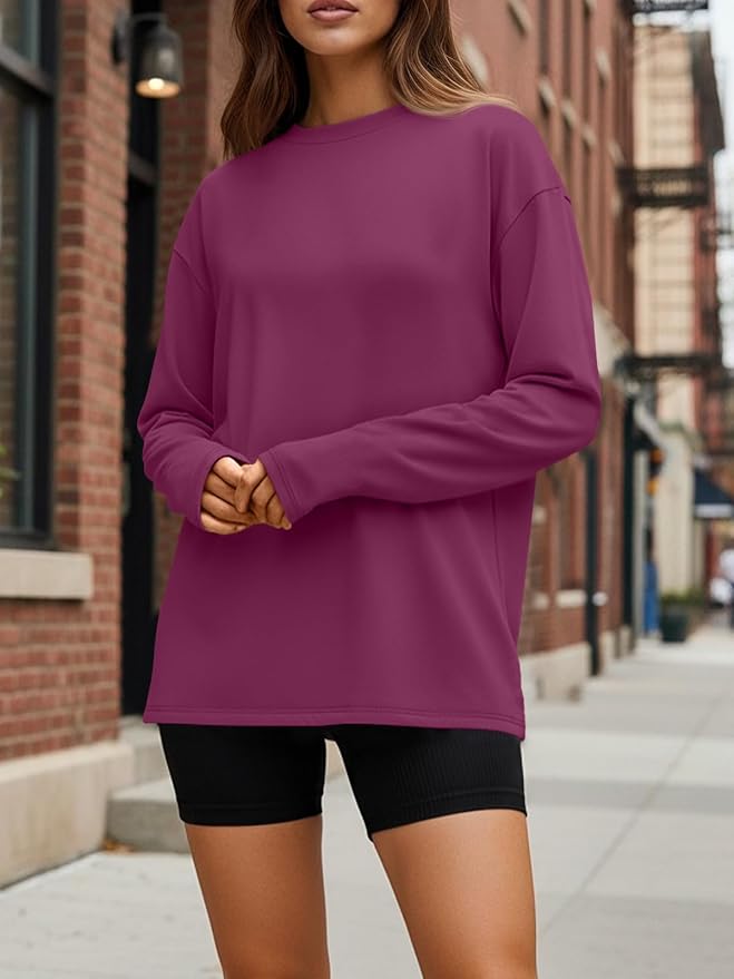 Trendy Queen Womens Spring Tops Oversized Long Sleeve T Shirts 2026 Basic Tee Fall Casual Workout Y2K Clothes