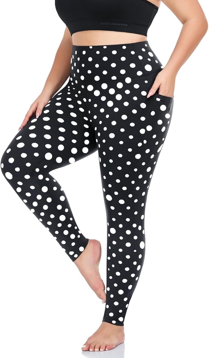 Plus Size Leggings for Women with Pockets-Stretchy XL-5XL Yoga Pants Tummy Control High Waist Workout Leggings