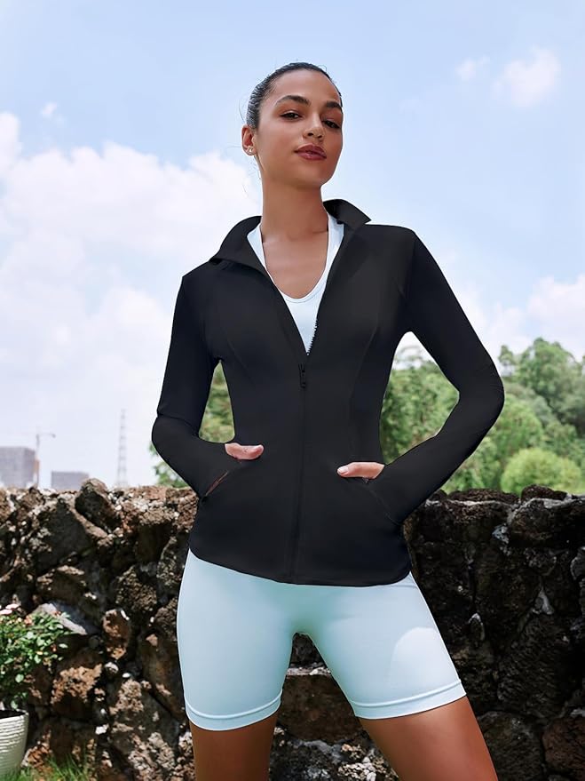 VUTRU Women's Workout Yoga Jacket Full Zip Running Athletic Track Jacket