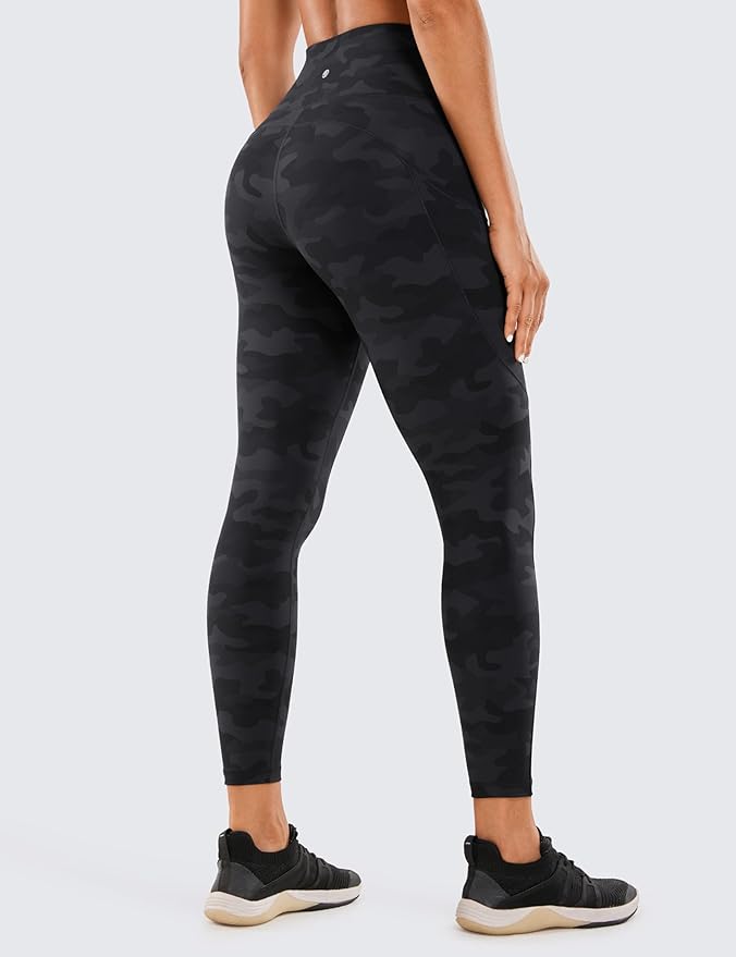 CRZ YOGA Naked Feeling Workout Leggings Pockets 25'' - High Waisted Womens Yoga Pants Running Tights