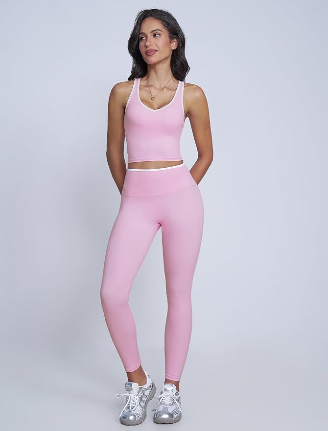 ABOCIW Womens Color Block Workout Sets Racerback Tank Top High Waist Leggings Gym Set Yoga Pilates Outfits