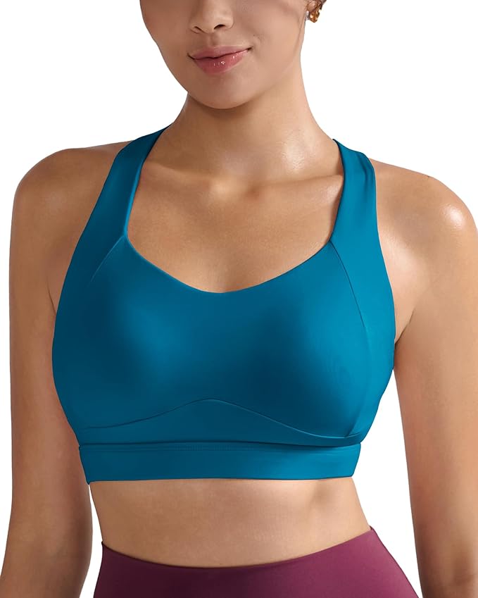 RUNNING GIRL Sports Bra for Women High Support, Molded Cup High Impact Sports Bras with Sewn in Pads Workout Running Bra