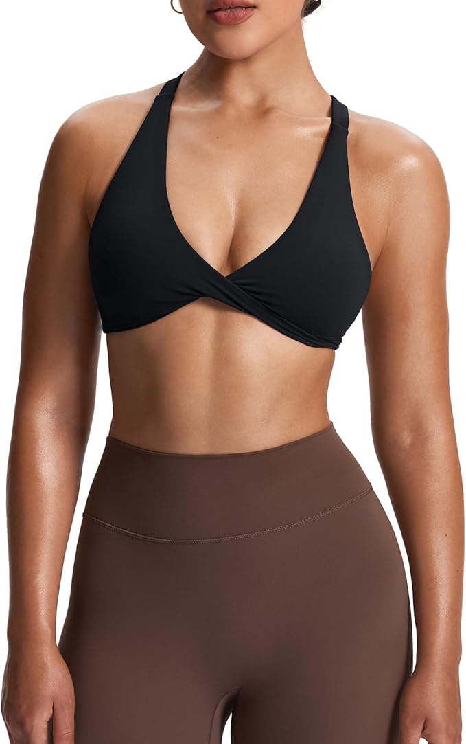 Aoxjox Women's Workout Sports Bras Fitness Satara Low Impact Bra Yoga Crop Tank