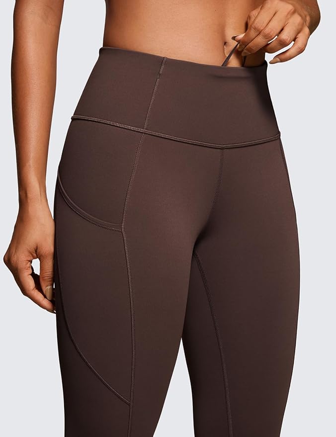 CRZ YOGA Naked Feeling Workout Leggings Pockets 25'' - High Waisted Womens Yoga Pants Running Tights