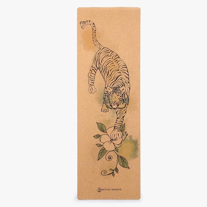 Shakti Warrior Cork Yoga Mat - Artist Designed, Premium Printed Eco-Friendly Non-Slip mat, Great for Regular & Hot Yoga, Pilates, Workouts 72 inch x 24 inch x 3mm Thick