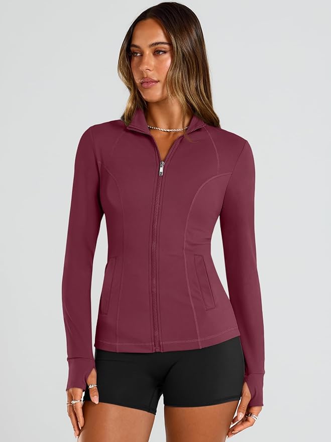 Trendy Queen Womens Lightweight Zip Up Jackets 2026 Athletic Workout Hoodies Spring Shirt Fitted Gym Clothes with Pocket