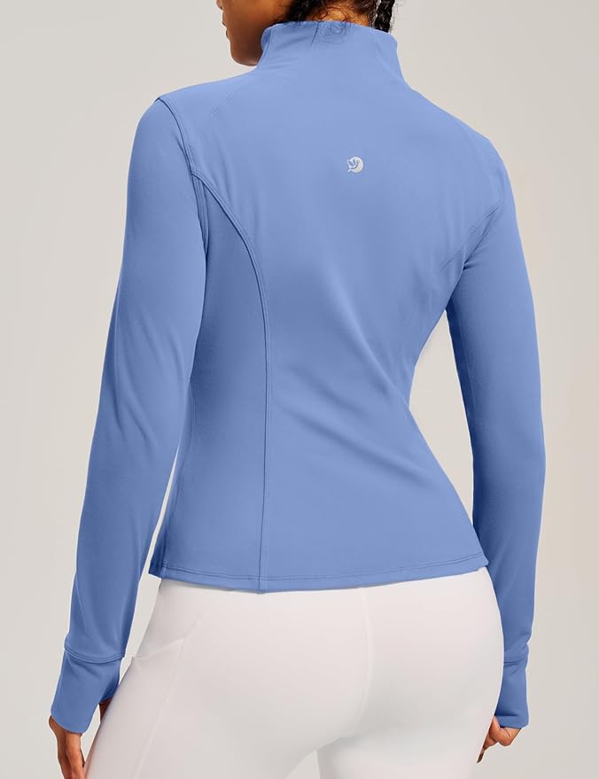 IUGA Women's Workout Jackets BBL Running Athletic Jackets Lightweight Full Zip Up Slim Fit for Women with Thumb Holes