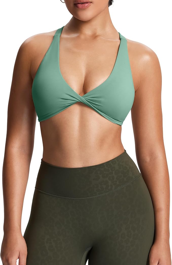 Aoxjox Women's Workout Sports Bras Fitness Satara Low Impact Bra Yoga Crop Tank