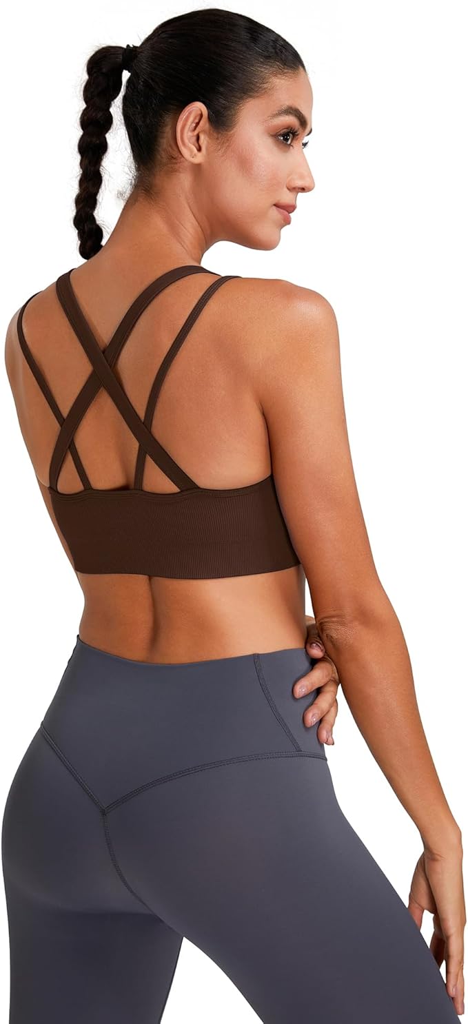 Sports Bras for Women HIigh Support, Criss-Cross Back Padded Strappy High Impact Sports Bras for Women Large Bust