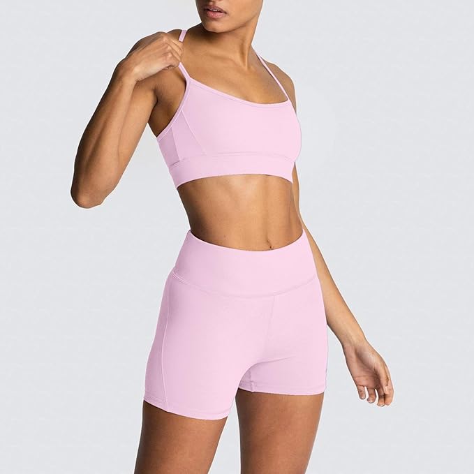IMEKIS Women's Workout Sets 2 Piece Yoga Outfit High Waisted Biker Shorts Leggings Sports Bra Gym Fitness Clothes Tracksuit