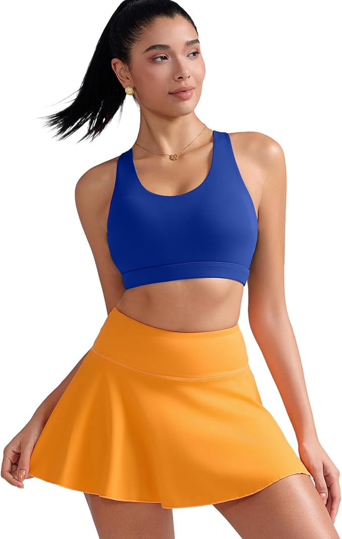 RUNNING GIRL Sports Bras for Women,Padded Strappy Sports Bras Criss-Cross Back Medium Support Sports Bras with Removable Cups